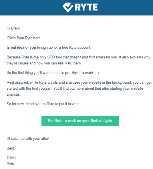 ryte onboarding email